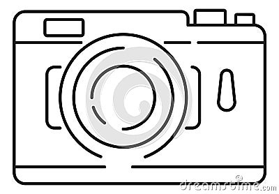 Photocamera icon in thin line style. Vintage photo device Vector Illustration