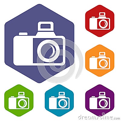 Photocamera icons vector hexahedron Vector Illustration