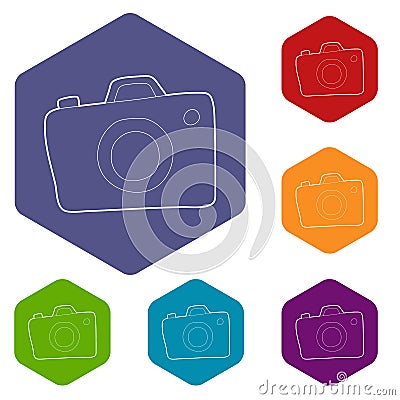 Photocamera icons vector hexahedron Vector Illustration