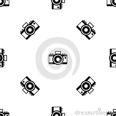 Photocamera pattern seamless black Vector Illustration