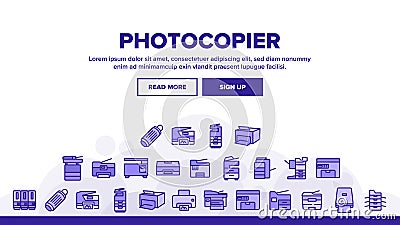 Photocopier Device Landing Header Vector Vector Illustration