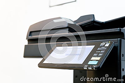 The photocopier or network printer is office worker tool equipment for scanning and copy paper Stock Photo