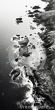 Aerial Abstractions: Captivating Black And White Coastal Photography Stock Photo
