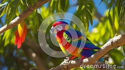 A Photograph capturing the iridescent plumage of a Rainbow Lorikeet Stock Photo