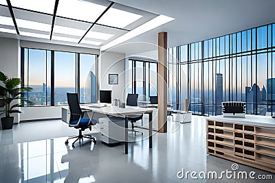 A Photograph capturing the sleek elegance of a modern office Stock Photo