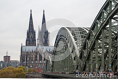 Cologne Cathedral from the riverside view Editorial Stock Photo