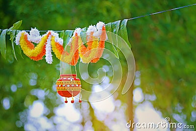 Photograph of dahi handi on gokulashtami festival in india , which is Lord Shri Krishna`s birth day Stock Photo