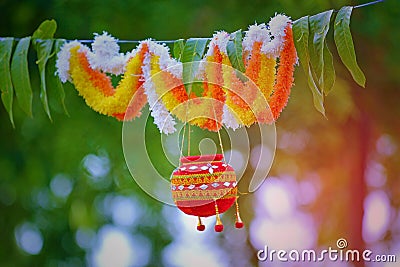 Photograph of dahi handi on gokulashtami festival in india , which is Lord Shri Krishna`s birth day Stock Photo