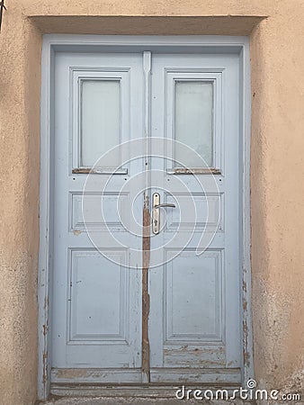 Soft Baby Blue Home Entrance in Portugal Europe Stock Photo