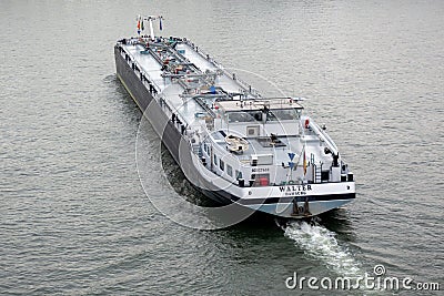 Cargo ship on the Rhein Editorial Stock Photo