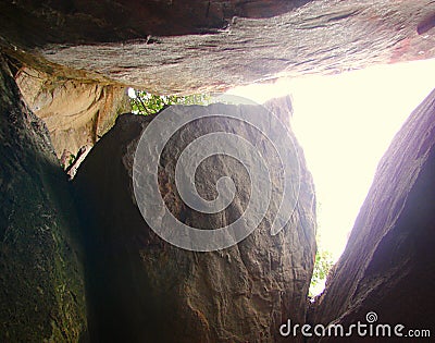 A Natural Rock Cave - Edakkal Caves in Wayanad, Kerala, India Stock Photo