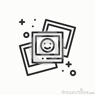 Photograph line outline icon. Photo, picture, photography, snapshot sign. Vector simple linear design. Illustration Vector Illustration