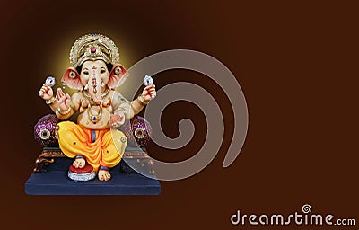 Photograph of Lord ganapati Idol, Hindu God Ganesha background. Stock Photo