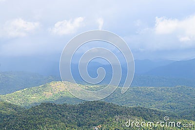 Light and Shadow on Mounttains with Blue Sky and White Clouds - Natural Background Stock Photo