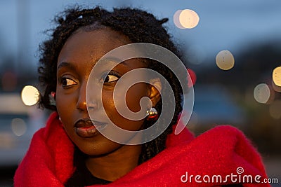 Reflective Dusk in Black and Red Stock Photo