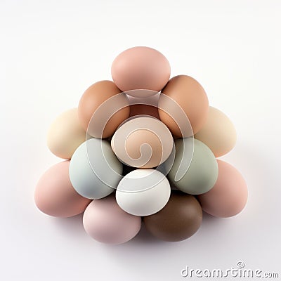 Colorful Egg Pyramid On White Background Stock Photo
