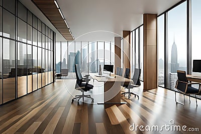 A Photograph showcasing the geometric beauty of a modern office Stock Photo