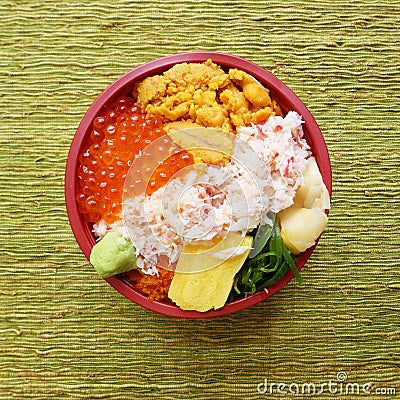 Japanese sea urchin rice take away Stock Photo