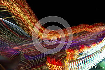 Lights at a fairground attraction Stock Photo