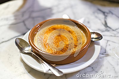 A Bowl of Crema Catalana, Traditional Dessert from Catalan Stock Photo