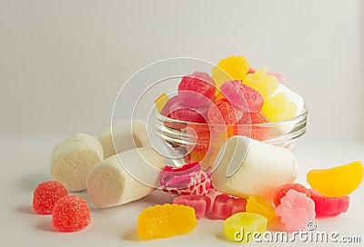 Pile of candy and marshmallows Stock Photo