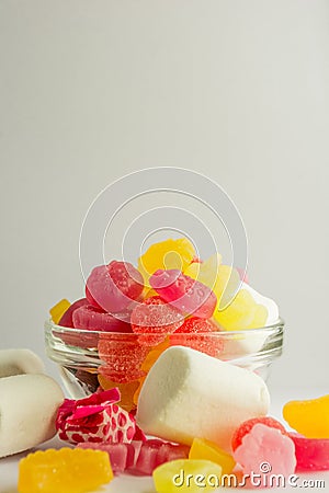 Pile of candy and marshmallows Stock Photo