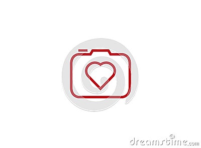 Photographe an old style camera with heat love lens for logo design illustration Cartoon Illustration