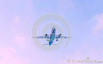 View on passenger plane in landing approach Stock Photo