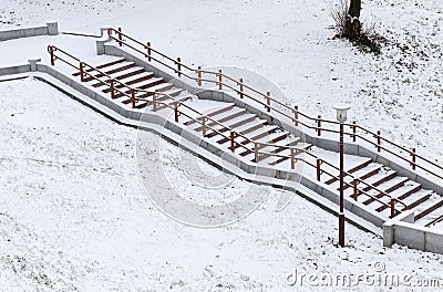 Metal railing, winter Stock Photo