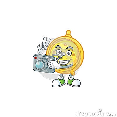 Photographer alarm clock cartoon with machine classic Vector Illustration