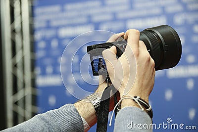 Photographer attends the award winners press conference Editorial Stock Photo