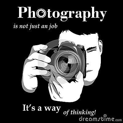 Photographer, black and white t-shirt logo Stock Photo