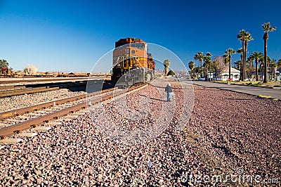 Photographer at BNSF Freight Train Locomotive No. 5240 Editorial Stock Photo