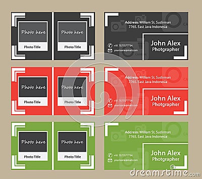 Photographer Business Card Vector Illustration