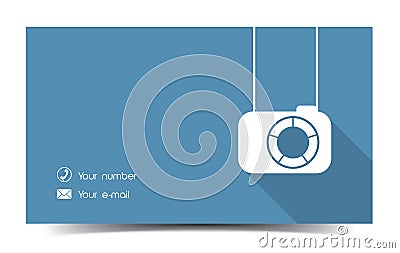 Photographer business card in a flat style. Vector Illustration