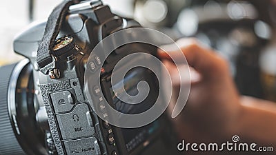 Photographer Camera Digital Video Setting Photo Stock Photo