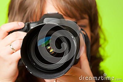 Photographer with camera Stock Photo