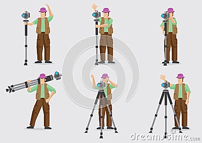 Photographer with Camera and Tripod Vector Character Illustration Vector Illustration