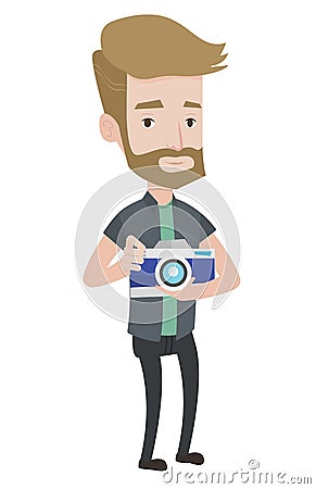 Photographer with camera vector illustration. Vector Illustration