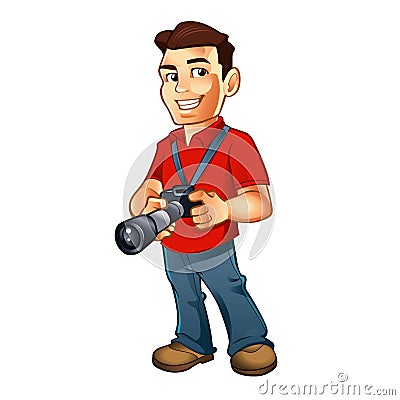 Photographer Cartoon With Camera Stock Illustration - Image: 69940040