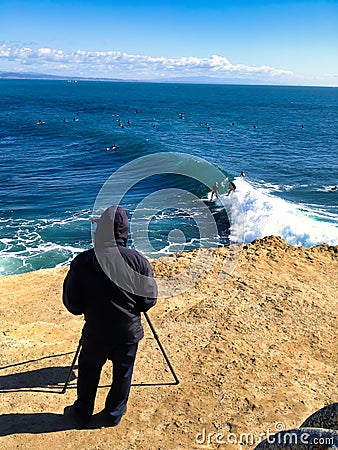 a photographer on cliffs santa cruz Editorial Stock Photo