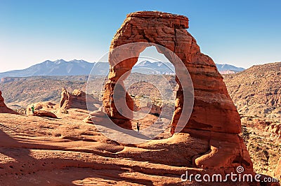 Photographer at Delicate Arch, Arches National Park, Utah Stock Photo