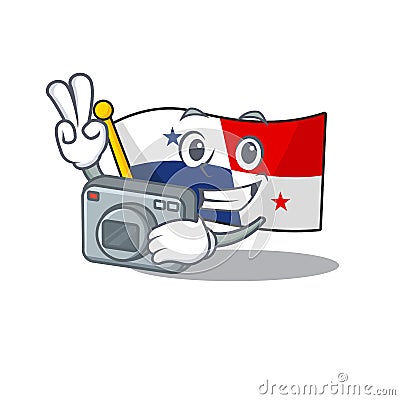 Photographer flag panama isolated with the cartoon Vector Illustration