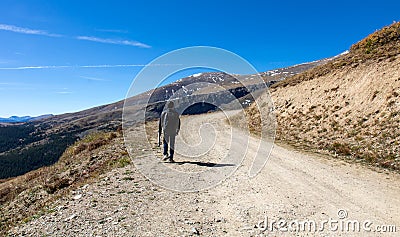 Photographer hiking on the Hoosier Pass Stock Photo