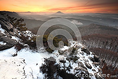 Photographer looks into the landscape and listen the silence Stock Photo