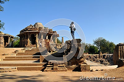 Photographer at Modhera Sun Temple, Gujarat Editorial Stock Photo