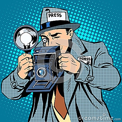 Photographer paparazzi at work press media camera Vector Illustration