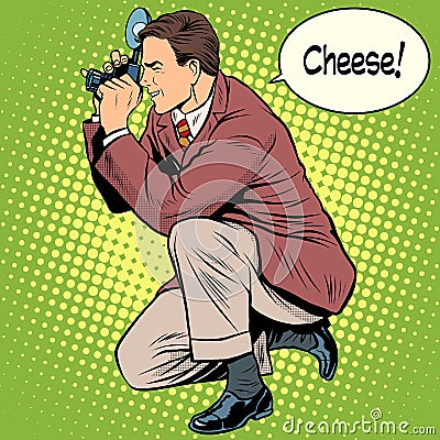 Photographer photographing cheese smile Vector Illustration