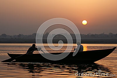 Photographer on the river Ganges Editorial Stock Photo