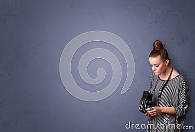 Photographer shooting images with copyspace area Stock Photo